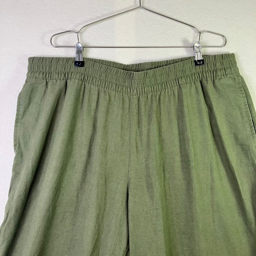 Old Navy Linen Boho High Rise Pants XL Army Green Lagenlook Coastal - Picture 2 of 8